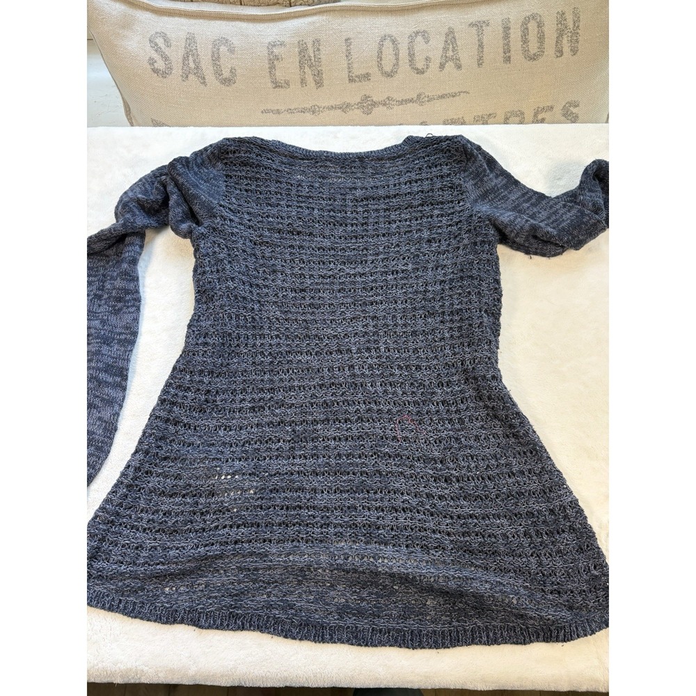Hollister Navy‎ Blue Knit Sweater Women's Medium Long Sleeve Lightweight - Picture 12 of 12